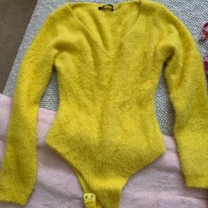 Fuzzy yellow bodysuit